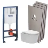 Grohe Pack WC Rapid SL + cuvette sans bride SAT, fixations cachées + plaque Skate chrome + Set habillage(RapidSL-SATrimless-sabo)