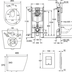 Wc Suspendu|Grohe Pack WC Rapid SL + Cuvette sans bride SAT, fixations invisibles + Plaque Noir mat (RapidSL082-SATrimless-KF0)