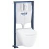 Wc Suspendu|Grohe Pack WC suspendu sans bride Essence + abattant + plaque chromée + bâti
