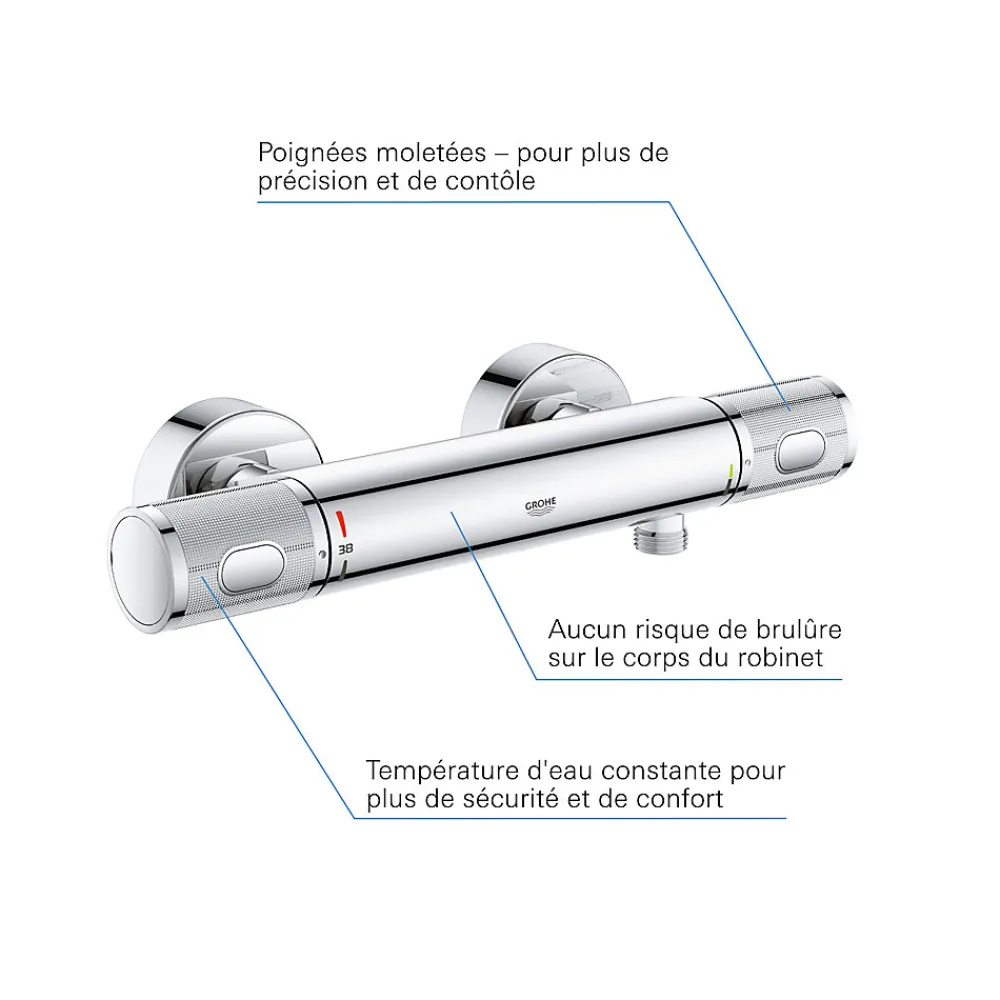 Robinet De Douche|Grohe Precision Feel Mitigeur thermostatique Douche 1/2'' 34790000