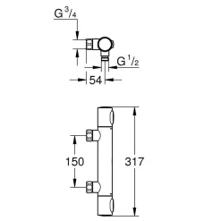 Grohe Precision Flow mitigeur de douche thermostatique, Chrome (34799000)