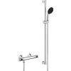 Grohe Precision Flow Set de douche avec mitigeur thermostatique + Douchette + Barre 90 cm, chrome (G34805001)
