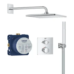 Nicoll Grohe Precision Set de douche encastrée avec mitigeur thermostatique + Douche de tête + Douchette, chrome (G34881000)