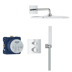 Nicoll Grohe Precision Set de douche encastrée avec mitigeur thermostatique + Douche de tête + Douchette, chrome (G34881000)