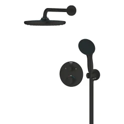 Grohe Precision Set de douche encastrée avec mitigeur thermostatique + Douche de tête + Douchette 2 jets, noir mat (G348832430)