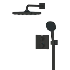 Colonne De Douche Sans Robinetterie|Grohe Precision Set de douche encastrée avec mitigeur thermostatique + Douche de tête + Douchette 2 jets, noir mat (G348822430)
