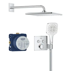 Colonne De Douche Sans Robinetterie|Grohe Precision SmartControl Set de douche encastrée façade thermostatique + Douche de tête + Douchette 3 jets, chrome (G34876000)