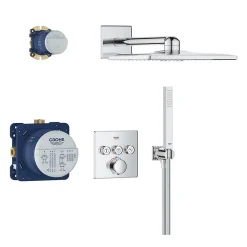 Colonne De Douche Sans Robinetterie|Grohe Precision SmartControl Set de douche encastrée façade thermostatique + Douche de tête 2 jets + Douchette, chrome (G34875000)