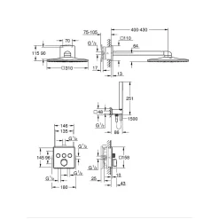 Colonne De Douche Sans Robinetterie|Grohe Precision SmartControl Set de douche encastrée façade thermostatique + Douche de tête 2 jets + Douchette, chrome (G34875000)