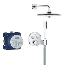 Grohe Precision SmartControl Set de douche encastrée avec façade thermostatique + Douche de tête + Douchette, chrome (G34878000)