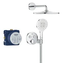 Colonne De Douche Sans Robinetterie|Grohe Precision SmartControl Set de douche encastrée façade thermostatique + Douche de tête + Douchette 3 jets, chrome (G34877000)
