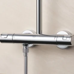 Grohe Quickfix Colonne de douche thermostatique XXL Round 250 + Douchette 2 jets, Chrome (26816022)