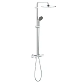 Grohe Quickfix Colonne de douche thermostatique XXL Round 250 + Douchette 2 jets, Chrome (26816022)