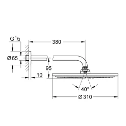 Grohe Rainshower Cosmopolitan 310 Ensemble douche de tête et bras 380 mm, 1 jet (26066AL0)