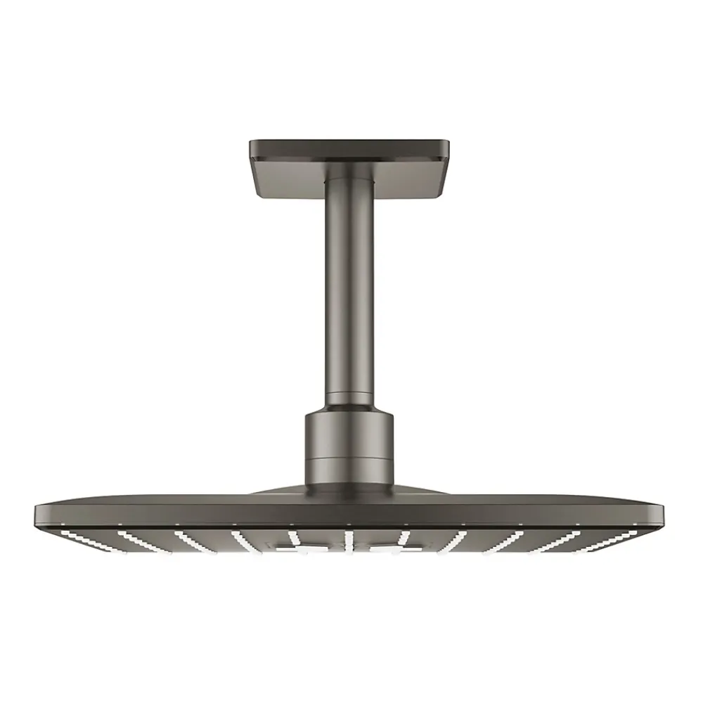 Grohe Rainshower Smartactive 310 Cube Set douche de tête 2 jets et bras plafonnier 142mm, Hard Graphite brossé (26481AL0)