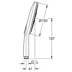 Pommeau De Douche, Flexible Et Barre De Douche|Grohe Rainshower SmartActive 150 Douchette à main 3 jets, chrome (G26553000)