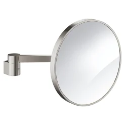 Grohe Selection Miroir cosmétique en verre et métal avec bras, grossissement x7, Supersteel (41077DC0)