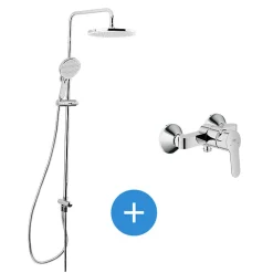 Colonne De Douche Sans Robinetterie|Swiss Aqua Technologies /Grohe Set de douche avec mitigeur + Douchette 3 jets barre avec curseur + Douche de tête XXL 254 mm Chrome