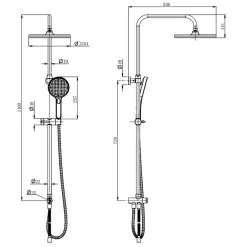 Colonne De Douche Sans Robinetterie|Swiss Aqua Technologies /Grohe Set de douche avec mitigeur + Douchette 3 jets barre avec curseur + Douche de tête XXL 254 mm Chrome