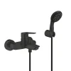 Grohe Set de douche mitigeur Bain/douche 1/2"+ Douchette 2 jets + support mural + Flexible 1750 mm, noir mat