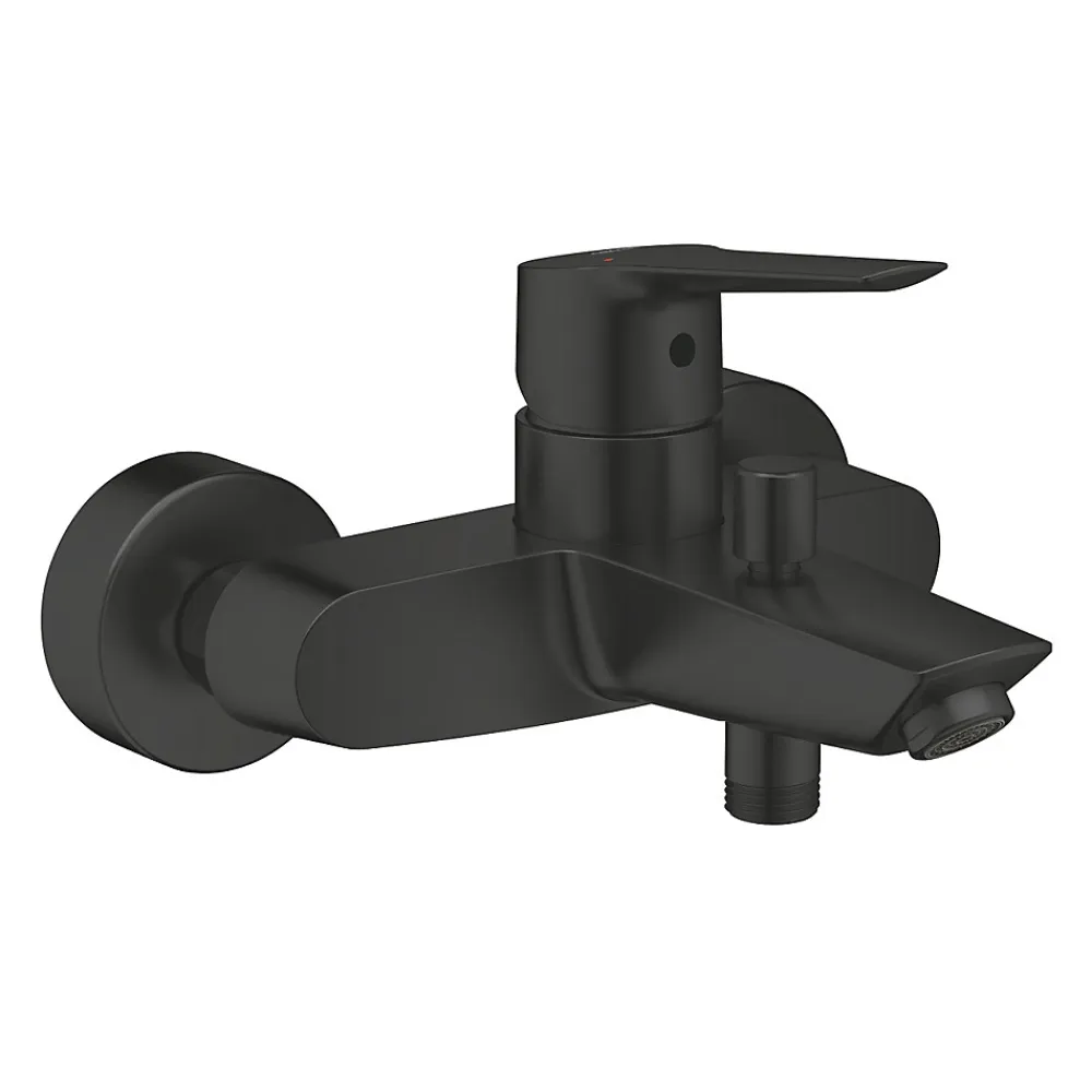 Grohe Set de douche mitigeur Bain/douche 1/2"+ Douchette 2 jets + support mural + Flexible 1750 mm, noir mat