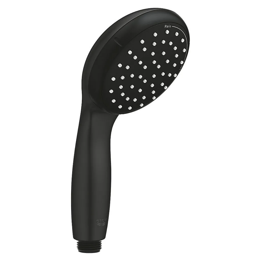 Grohe Set de douche mitigeur Bain/douche 1/2"+ Douchette 2 jets + support mural + Flexible 1750 mm, noir mat