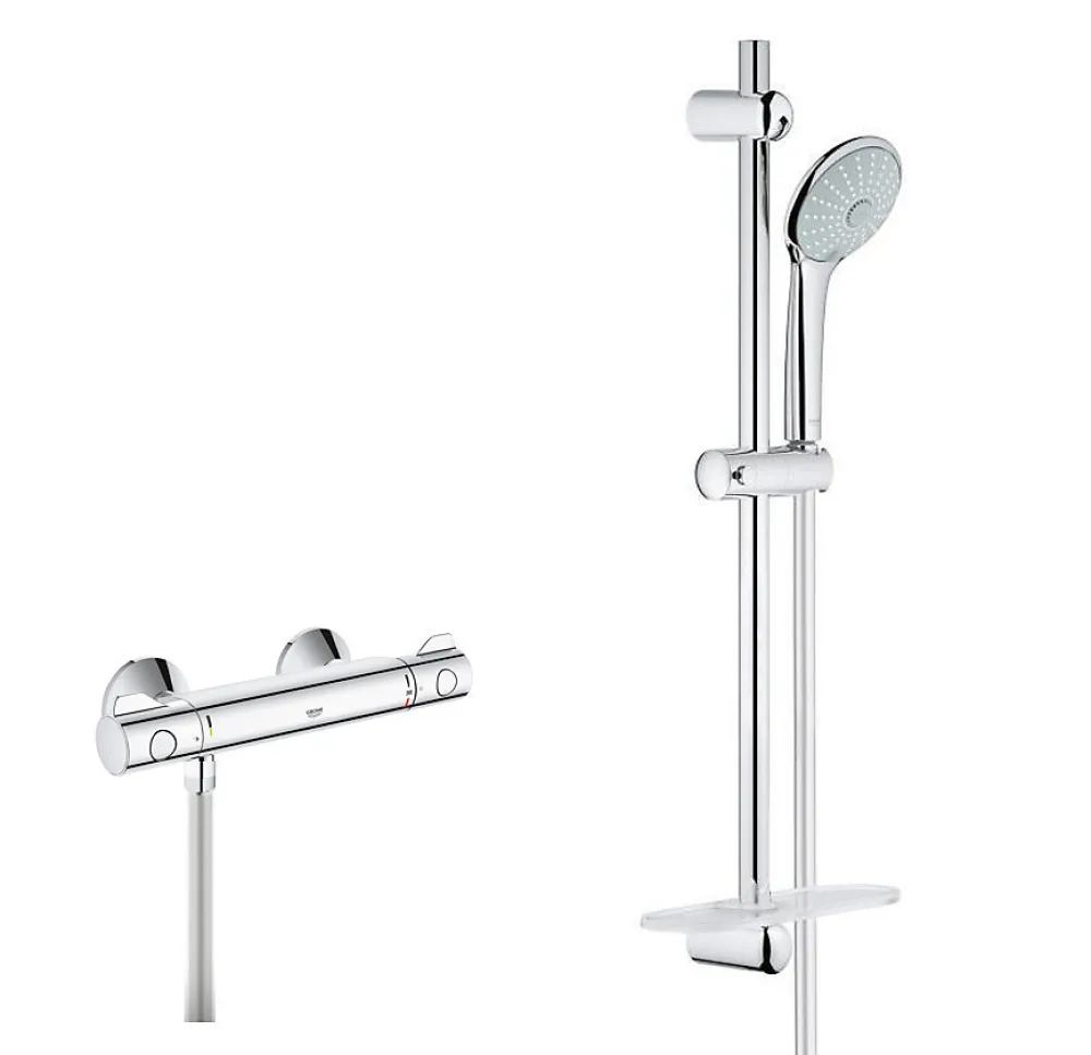 Colonne De Douche Thermostatique|Grohe Set Mitigeur Thermostatique de Douche + Ensemble de douche complet 3 jets EUPHORIA 110 (34840000-EUPHORIA3)