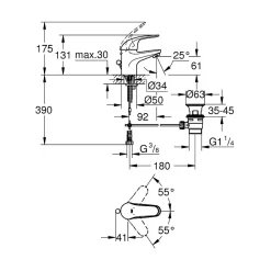 Grohe Swift Mitigeur de lavabo taille S, chrome (G23919000)