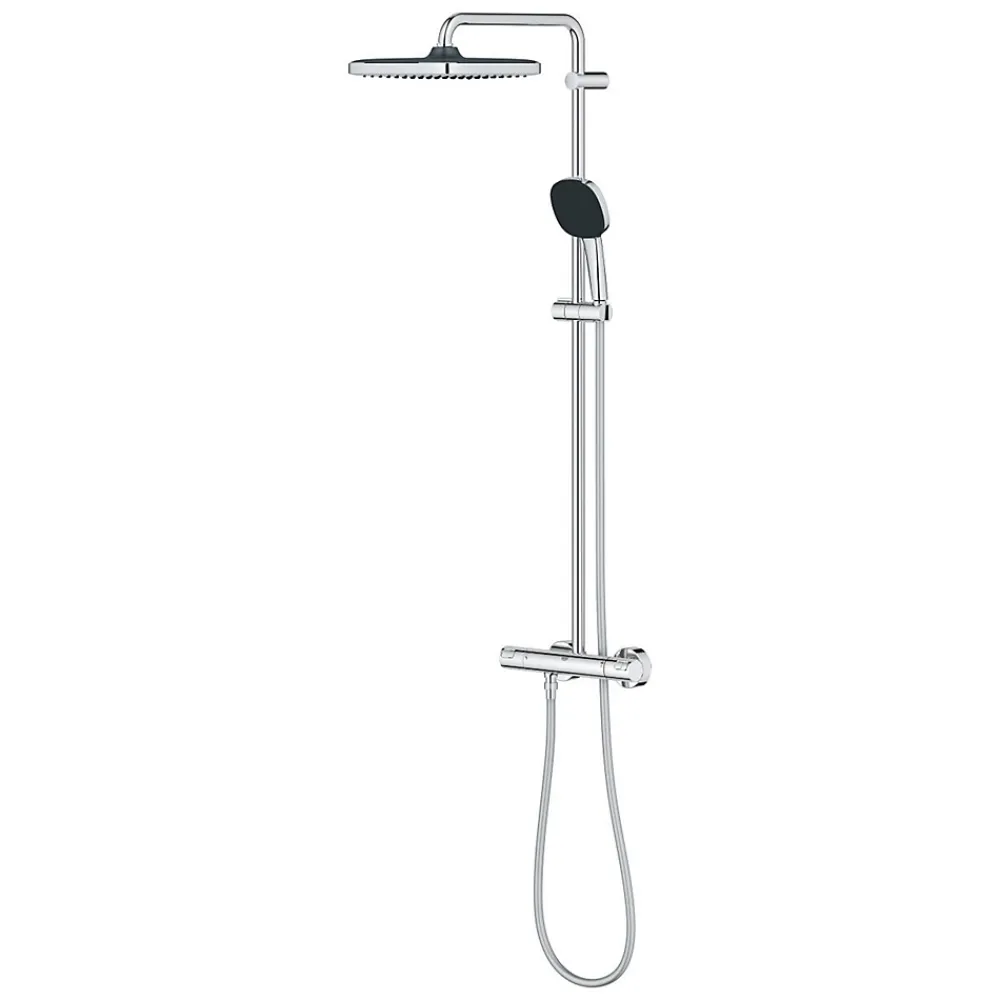 Grohe Vitalio Comfort 250 Colonne de douche avec mitigeur thermostatique + Douche de tête + Douchette 2 jets, chrome (G26696001)
