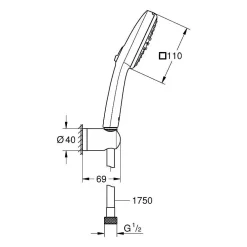 Pommeau De Douche, Flexible Et Barre De Douche|Grohe Vitalio Comfort 110 Set de douche avec support mural + Douchette 2 jets, chrome (G26399001)