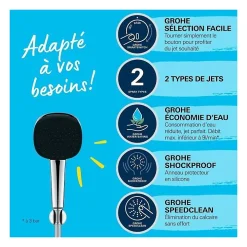 Pommeau De Douche, Flexible Et Barre De Douche|Grohe Vitalio Comfort 110 Set de douche avec support mural + Douchette 2 jets, chrome (G26399001)