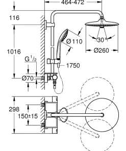 Grohe Vitalio Joy System 260, colonne de douche avec mitigeur thermostatique (G-26403001)