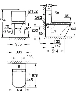Grohe WC à poser sans bride Euro Ceramic + abattant