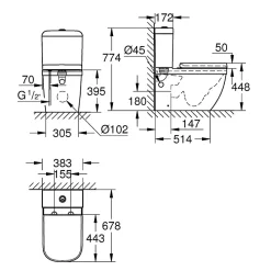 Wc À Poser|Grohe WC à poser sans bride Euro Ceramic + abattant et nettoyant