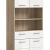 Armoire De Salle De Bains|Chb Collection Hako - Armoire haute (L/H/P : 74x191x31 cm) en imitation chêne Sonoma clair et blanc brillant embouti