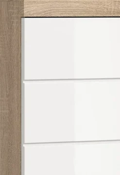 Meuble Sous Lavabo|Chb Collection Hako - Armoire sous-lavabo (L/H/P : 60x56x34 cm) en imitation chêne Sonoma clair et blanc brillant embouti