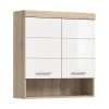 Armoire De Salle De Bains|Chb Collection Hako - Armoire suspendue (L/H/P : 74x79x24 cm) en imitation chêne Sonoma clair et blanc brillant embouti