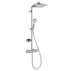 Colonne De Douche Hydromassante|Hansgrohe Colonne de douche avec mitigeur thermostatique + Douche de tête XXL 240 + Douchette 2 jets + Porte savon
