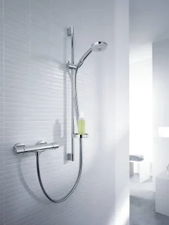 Colonne De Douche Thermostatique|Hansgrohe Croma 100 Set de douche complet Mitigeur Thermostatique + Douchette 3 jets, Chrome (27085000)
