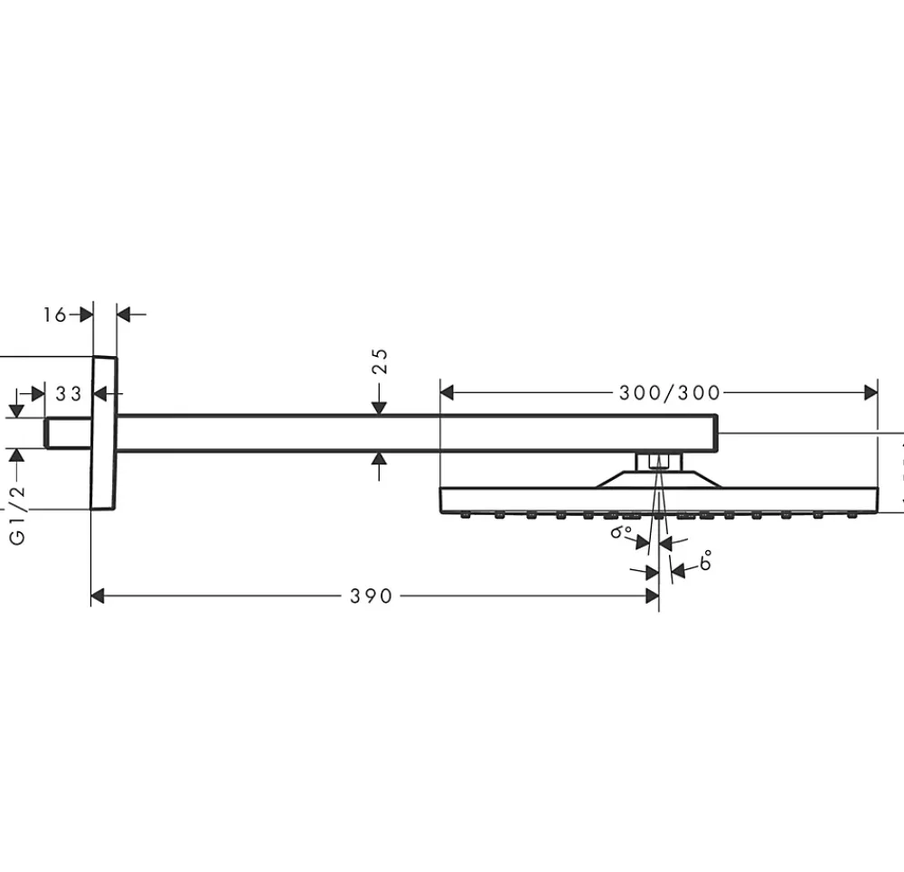 Colonne De Douche Sans Robinetterie|Hansgrohe Douche de tête Raindance E300, 1 jet avec bras de douche, chromé (26238000)