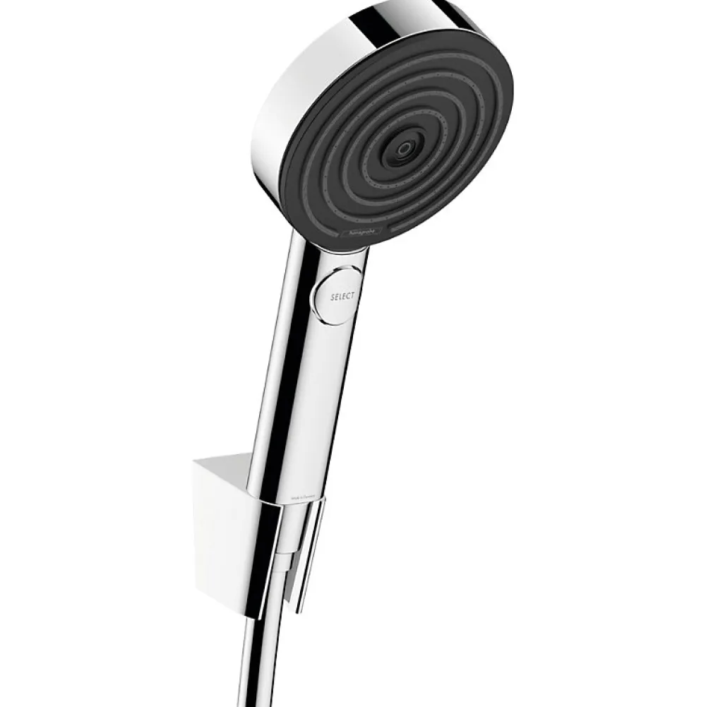 Colonne De Douche Sans Robinetterie|Hansgrohe Ecostat Mitigeur thermostatique douche + Douchette à main XXL 105mm 3 jets, Flexible de douche 125cm, support mural