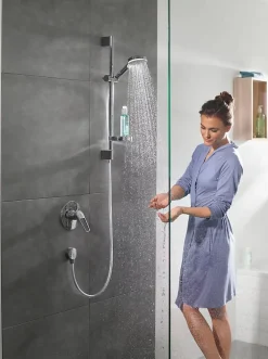 Colonne De Douche Sans Robinetterie|Hansgrohe Ecostat Pack Mitigeur Thermostatique + Set de douche Crometta Vario avec porte-savon (13211000-Crometta2)