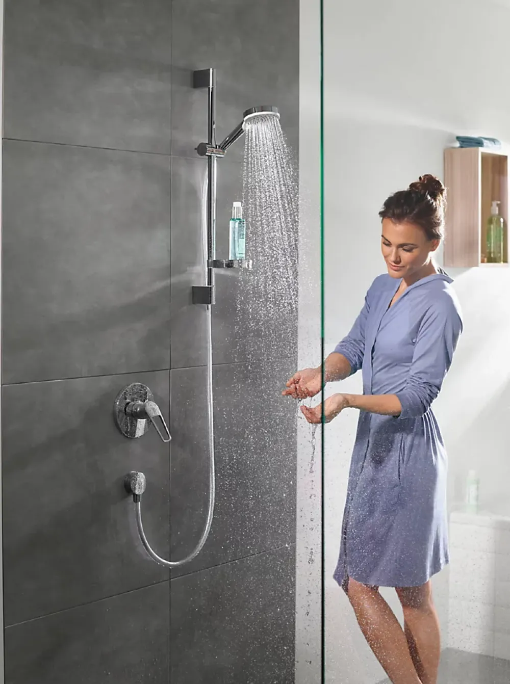 Colonne De Douche Sans Robinetterie|Hansgrohe Ecostat Pack Mitigeur Thermostatique + Set de douche Crometta Vario avec porte-savon (13211000-Crometta2)