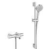 Hansgrohe Ecostat Set Mitigeur thermostatique Bain/douche + Barre de douche Unica + Douchette 2 jets, Chrome