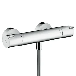 Colonne De Douche Sans Robinetterie|Hansgrohe Ecostat Set Mitigeur thermostatique douche + Douchette à main XXL 105mm 3 jets, flexible douche 160cm, barre 65cm