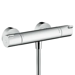 Hansgrohe Ecostat Set mitigeur thermostatique + Barre 65cm + Douchette 2 jets + Flexible, Chrome (13211000-Vernis)