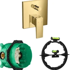 Hansgrohe Façade Metropol mitigeur bain douche encastré Aspect doré poli avec corps encastré et outil