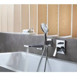 Hansgrohe Façade Metropol mitigeur bain douche encastré Aspect doré poli avec corps encastré et outil