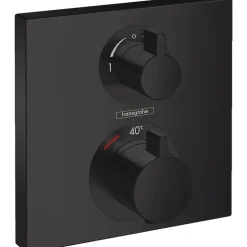 Robinet De Douche|Hansgrohe Façade pour mitigeur thermostatique encastré Ecostat Square avec robinet d'arrêt et inverseur noir mat