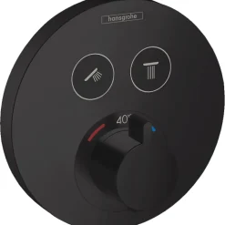 Robinet De Douche|Hansgrohe Facade pour mitigeur thermostatique encastré ShowerSelect S avec 2 fonctions noir mat avec Corps encastré